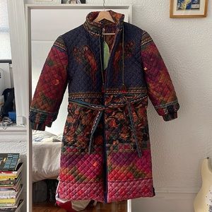 Reversible Farm Rio belted quilt jacket